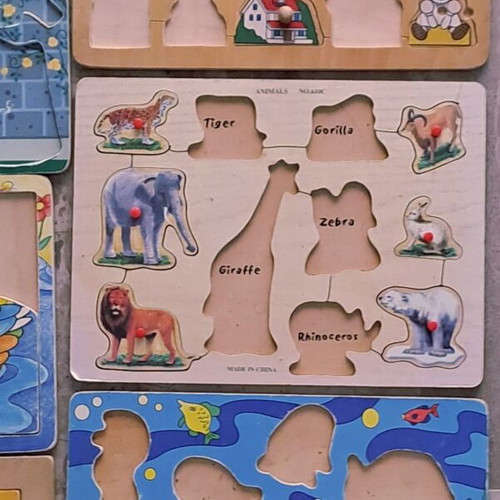 Wooden puzzles used, pack of six, missing pieces