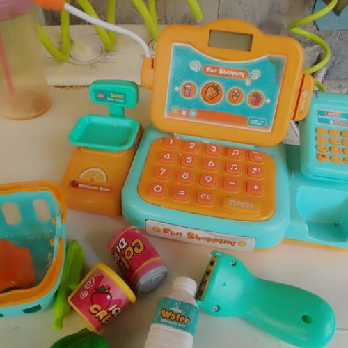 Happy Shopping cash register with accessories used
