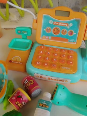 Happy Shopping cash register with accessories used
