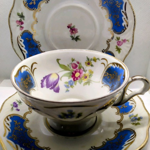 Set of 2 porcelain cups and saucers W Bavaria Germany US Zone used