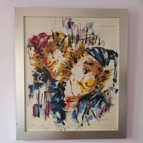 Oil painting used on canvas 58x59 cm with frame