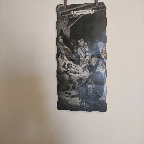 Image old engraved illustration like new, the birth of Christ