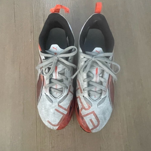 Puma football shoes used, studs, size 37, white orange