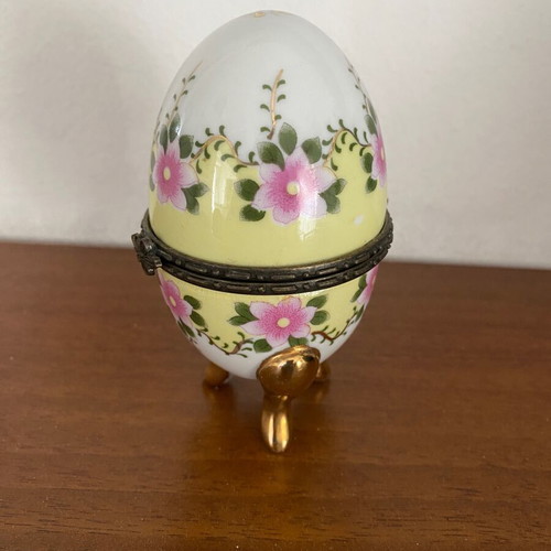 Limoges porcelain egg used, France, height 10 cm