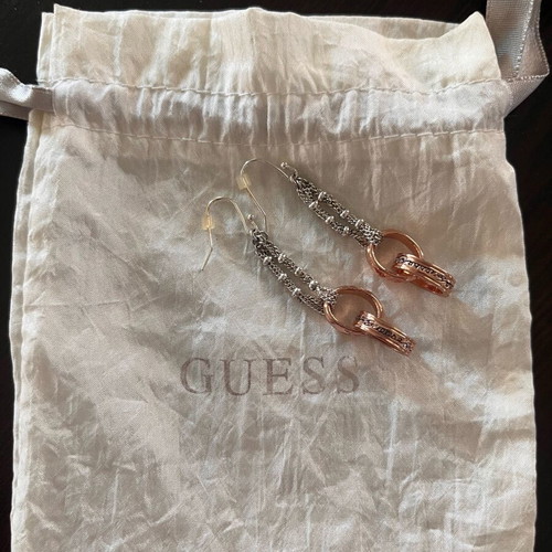 Guess hanging earrings like new, gold and silver