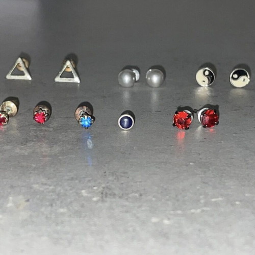 Set of 6 earrings like new, multicolored and gold-tone