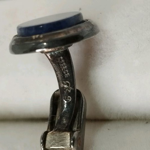 Ilias Lalaounis oval cufflink silver 925 with semi-precious stone Lapis