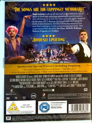 The Greatest Showman DVD μουσική κωμωδία με Hugh Jackman, αγγλικοί υπότιτλοι