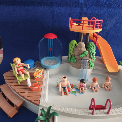 Playmobil pool with family figures and accessories