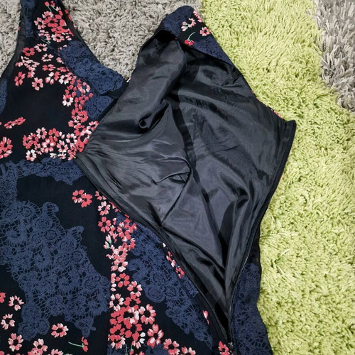Women floral summer dress used as new, size L, viscose, blue