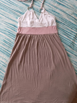 Summer dress like new, sizes 34-36, white and brown
