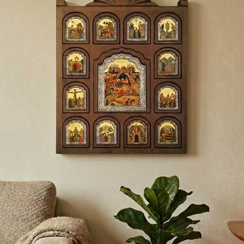 Collectible multi-themed icon The Way of Jesus with silver frame