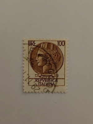Italian stamp 100 lire, like new, Republic design