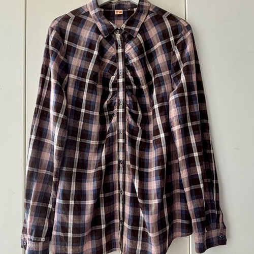 Boss Orange women's blouse size 40, pink blue brown check