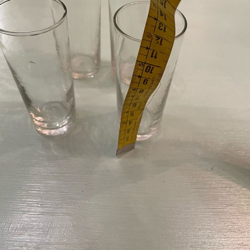 Ouzo glasses used, set of four glass tubes, very old
