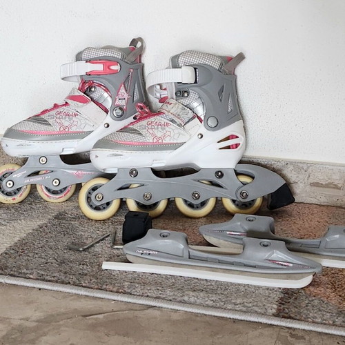 Nijdam inline skates like new, adjustable size 31-34 with ice blades