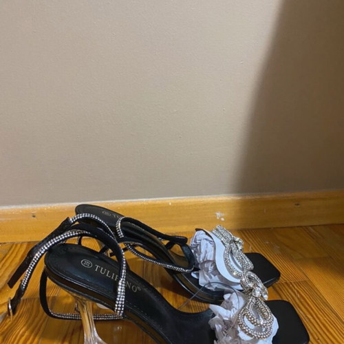 Sandal with laces new, black, size 39, pump style