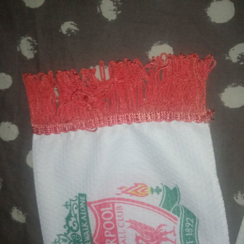 Vintage Olympiacos Liverpool Scarf used, Karaiskakis Stadium 2004