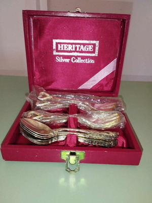 Vintage cutlery set with stainless dessert spoons and forks Heritage Silver Collection