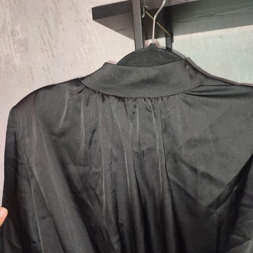 Thesis Satin Black Crop Top with High Neck and Shoulder Pads, Like New