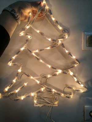 Christmas tree with lights used, one light not working
