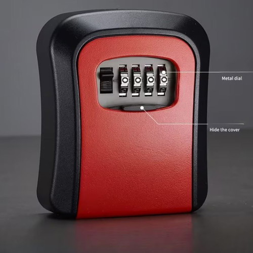 Wall Key Safe with Combination Lock 9.4 × 7.4 cm Red new