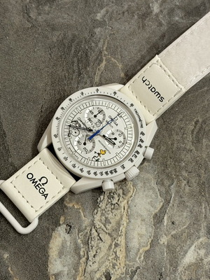 Omega Swatch Mission MoonPhase White Snoopy watch new