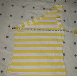 One-shoulder striped yellow and white elastic blouse like new, size XS