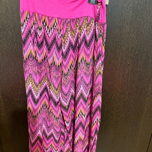 Boho pants L like new with ethnic fuchsia, black, and yellow pattern