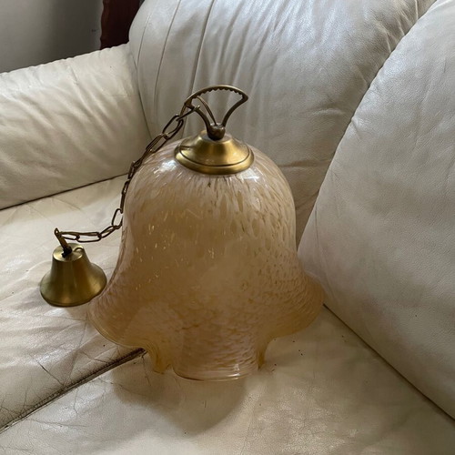 Vintage beige ceiling light made of hand-blown glass alabaster like new