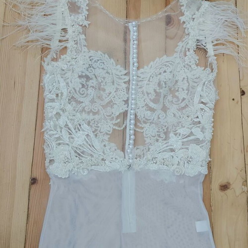 Bridal lace top handmade, new, light ivory, size M