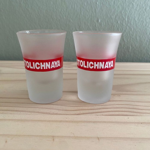 Stolichnaya shot glasses used, set of 2