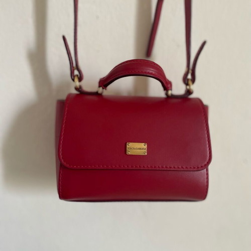 Dolce Gabbana Mini Sicily bag 100% leather burgundy new