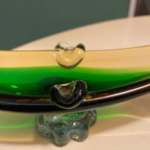 Decorative gondola Murano 1960 like new, green and yellow
