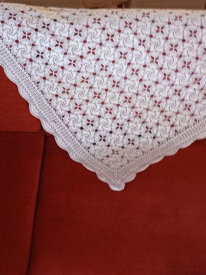 Handmade crochet tablecloths pack of 3, white cotton, used