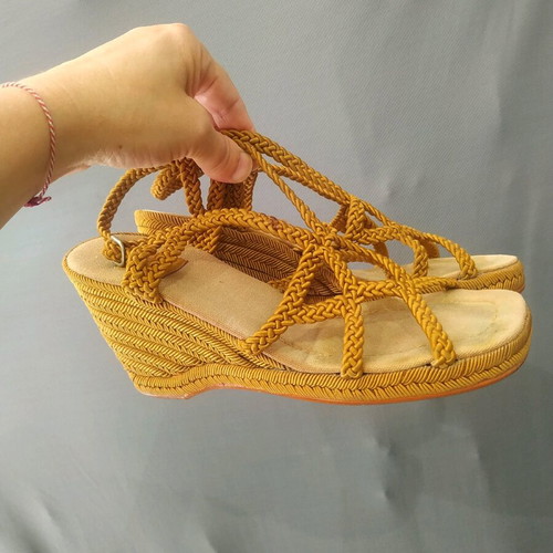 RAS summer shoes like new, platform sandals 10 cm, beige brown
