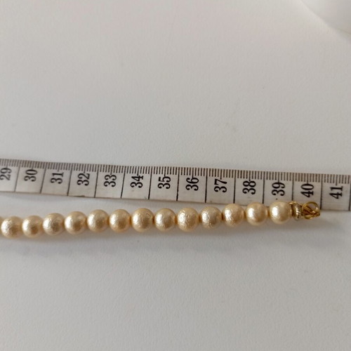 Faux Pearl Necklace like new with colorful cross pendant