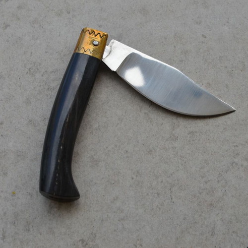 Handmade Folding Knife Stainless Steel Buffalo Horn Handle new