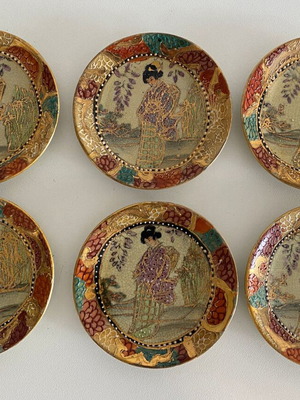 Royal Satsuma Japanese Plates Set of 6, 6 cm, new