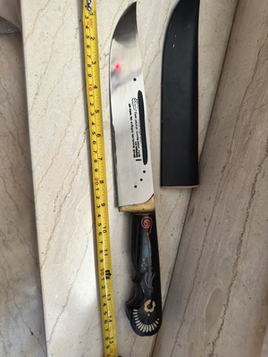 Large Decorative Cretan Knife with Mantinada and Sheath