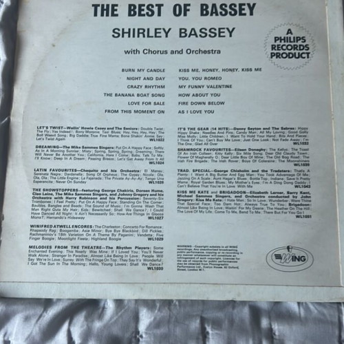 Shirley Bassey The Best Of vinyl record used, blues