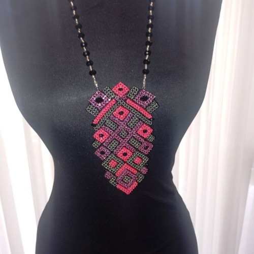 Handmade beaded necklace new, ethnic/folk multicolor design