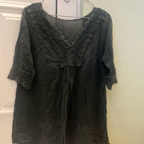 Linen beach caftan black used, one size