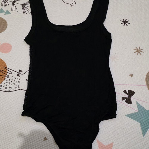 Black Sequin Scoop Neck Bodysuit like new