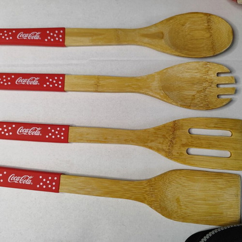 Coca Cola promotional set used with bag, kitchen tools, sunglasses, ball