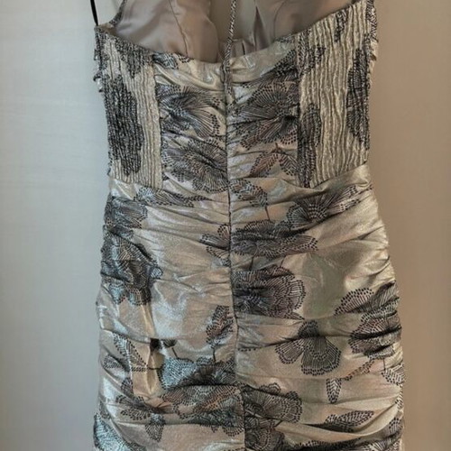 Party dress Zara new, grey metallic with patterns