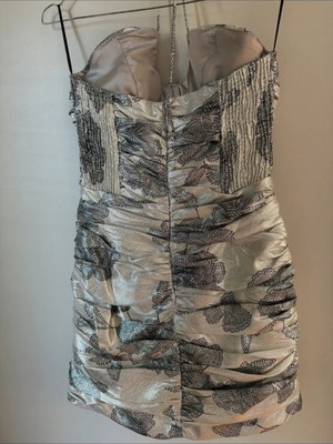 Party dress Zara new, grey metallic with patterns