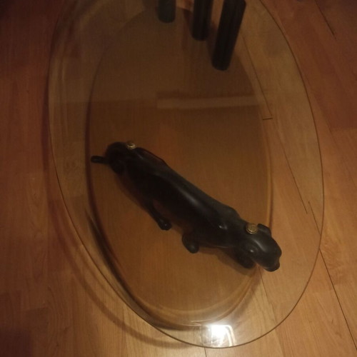 Vintage coffee table with panther sculpture like new