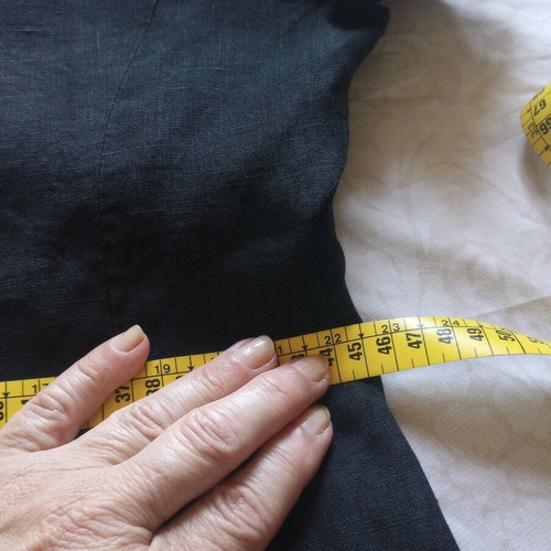 Vintage linen dress used, slim fit, black