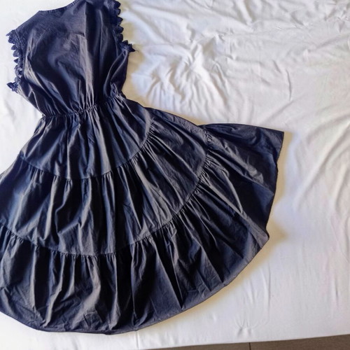 Black asymmetric dress New Collection Italy used with lace sleeves